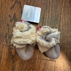 NWT Zutano Cozie Furry Fleece Baby Bootie Gray 3 months baby boy or girl